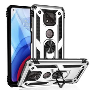 For Motorola Moto G Power (2021) Shockproof TPU + PC Protective Case with 360 Degree Rotating Holder(Silver) (OEM)