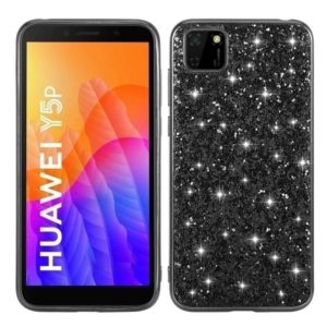 For Huawei Y5P Glitter Powder Shockproof TPU Protective Case(Black) (OEM)