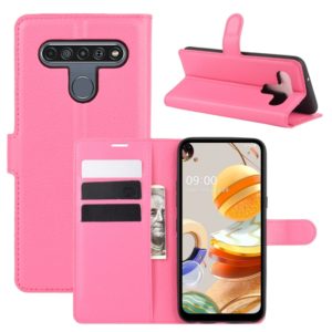 For LG K61 Litchi Texture Horizontal Flip Protective Case with Holder & Card Slots & Wallet(Rose red) (OEM)