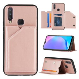 For vivo Y17 & Y15 & Y12 Skin Feel PU + TPU + PC Back Cover Shockproof Case with Card Slots & Holder & Photo Frame(Rose Gold) (OEM)