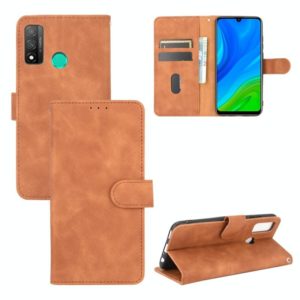 For Huawei P smart 2020 Solid Color Skin Feel Magnetic Buckle Horizontal Flip Calf Texture PU Leather Case with Holder & Card Slots & Wallet(Brown) (OEM)