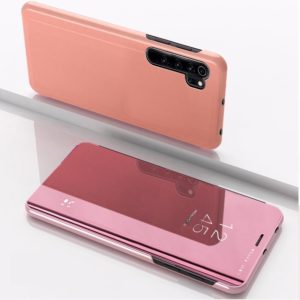 For Xiaomi Note 10 Plated Mirror Horizontal Flip Leather Cover with Stand Mobile Phone Holster(Rose Gold) (OEM)