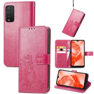 For TCL 205 Four-leaf Clasp Embossed Buckle Mobile Phone Leather Case(Magenta) (OEM)