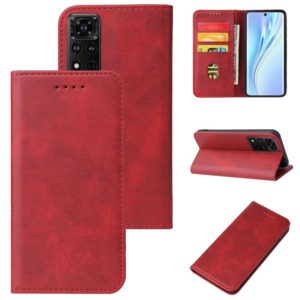 For Honor V40 5G Calf Texture Magnetic Flip Leather Phone Case(Red) (OEM)