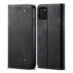 For Galaxy Note10 Lite / M60s / A81 Denim Texture Casual Style Horizontal Flip Leather Case with Holder & Card Slots & Wallet(Black) (OEM)