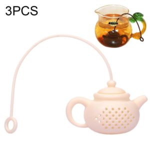 3 PCS Creative Silicone Tea Bag Tea Pot Shape Tea Filter Safely Cleaning Infuser(White) (OEM)
