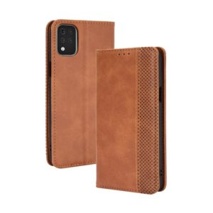 For LG K42 Magnetic Buckle Retro Crazy Horse Texture Horizontal Flip Leather Case , with Holder & Card Slots & Photo Frame(Brown) (OEM)