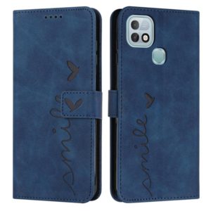 For Infinix Hot 10i Skin Feel Heart Pattern Leather Phone Case(Blue) (OEM)