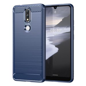 For Nokia 2.4 Brushed Texture Carbon Fiber TPU Phone Case(Blue) (OEM)