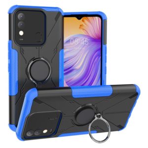 For Tecno Spark 8 Armor Bear Shockproof PC + TPU Phone Case with Ring Holder(Blue) (OEM)