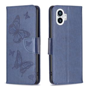 For Nothing Phone 1 Two Butterflies Embossing Leather Phone Case(Blue) (OEM)