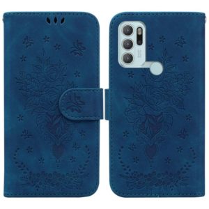 For Motorola Moto G60S Butterfly Rose Embossed Leather Phone Case(Blue) (OEM)