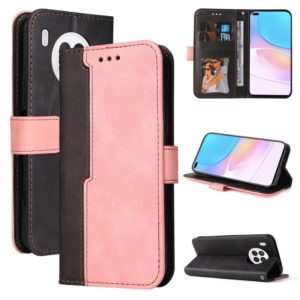 For Huawei nova 8i / Honor 50 Lite 5G Business Stitching-Color Horizontal Flip PU Leather Phone Case(Pink) (OEM)