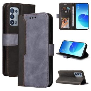 For OPPO Reno6 Pro 5G / Reno6 Pro+ 5G Business Stitching-Color Horizontal Flip PU Leather Case with Holder & Card Slots & Photo Frame & Lanyard(Grey) (OEM)