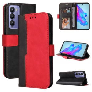 For Tecno Camon 18/18 P Stitching-Color Horizontal Flip Leather Case(Red) (OEM)