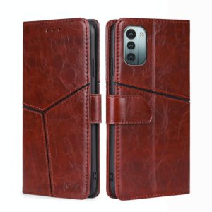 For Nokia G21/G11 Geometric Stitching Horizontal Flip TPU + PU Leather Phone Case(Dark Brown) (OEM)
