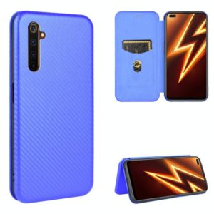 For OPPO Realme 6 Pro Carbon Fiber Texture Horizontal Flip TPU + PC + PU Leather Case with Card Slot(Blue) (OEM)