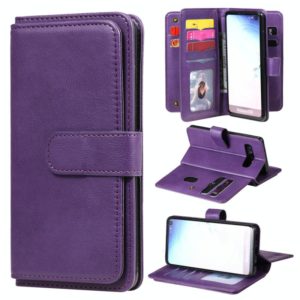 For Samsung Galaxy S10 Multifunctional Magnetic Copper Buckle Horizontal Flip Solid Color Leather Case with 10 Card Slots & Wallet & Holder & Photo Frame(Purple) (OEM)