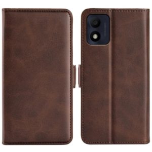 For Alcatel 1B 2022 Dual-side Magnetic Buckle Horizontal Flip Leather Phone Case(Brown) (OEM)