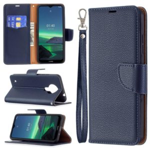 For Nokia 1.4 Litchi Texture Pure Color Horizontal Flip Leather Case with Holder & Card Slots & Wallet & Lanyard(Dark Blue) (OEM)
