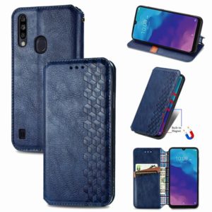 For ZTE Blade A7 2020 Cubic Grid Pressed Horizontal Flip Magnetic PU Leather Case with Holder & Card Slots & Wallet(Blue) (OEM)