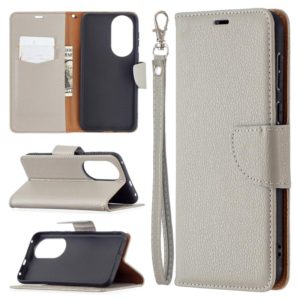 For Huawei P50 Litchi Texture Pure Color Horizontal Flip Leather Case with Holder & Card Slots & Wallet & Lanyard(Grey) (OEM)