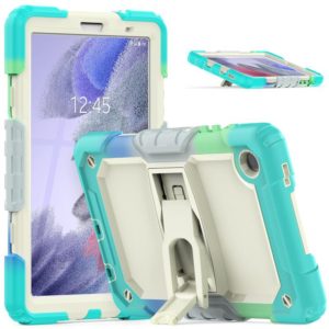 Shockproof Colorful Silica Gel + PC Protective Case with Holder & Shoulder Strap For Samsung Galaxy A7 Lite T220 / T225(Colorful Blue) (OEM)
