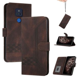 For Motorola Moto G Play 2021 Cubic Skin Feel Flip Leather Phone Case(Dark Brown) (OEM)