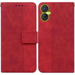 For Tecno Spark 9 Pro Geometric Embossed Leather Phone Case(Red) (OEM)