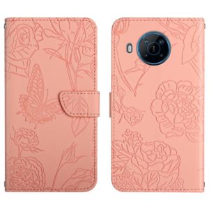 For Nokia X100 Skin Feel Butterfly Peony Embossed Leather Phone Case(Pink) (OEM)