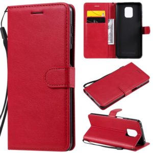 For Xiaomi Redmi Note 9S / Note 9 Pro Solid Color Horizontal Flip Protective Leather Case with Holder & Card Slots & Wallet & Lanyard(Red) (OEM)