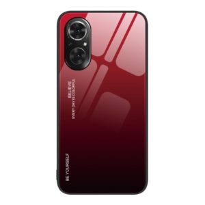 For Honor 50 SE Gradient Color Glass Phone Case(Red Black) (OEM)