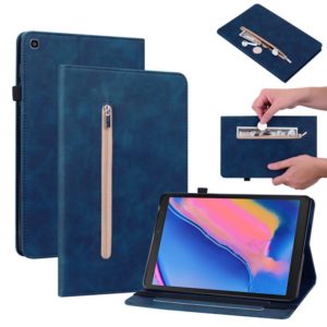 For Samsung Tab A 8.0 2019 8.0 T290 Skin Feel Solid Color Zipper Leather Tablet Case(Blue) (OEM)