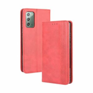 For Samsung Galaxy S20 FE 4G / 5G Magnetic Buckle Retro Crazy Horse Texture Horizontal Flip Leather Case with Holder & Card Slots & Photo Frame(Red) (OEM)