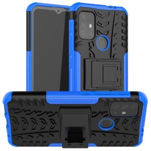 For Motorola Moto G30 Tire Texture Shockproof TPU+PC Protective Case with Holder(Blue) (OEM)