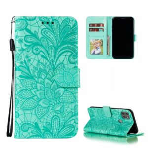 For Motorola Moto G9 Power Lace Flower Embossing Pattern Horizontal Flip Leather Case with Holder & Card Slots & Wallet & Photo Frame(Green) (OEM)
