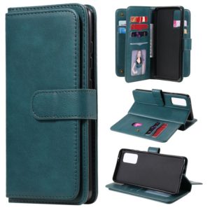 For Samsung Galaxy S20 FE 5G Multifunctional Magnetic Copper Buckle Horizontal Flip Solid Color Leather Case with 10 Card Slots & Wallet & Holder & Photo Frame(Dark Green) (OEM)