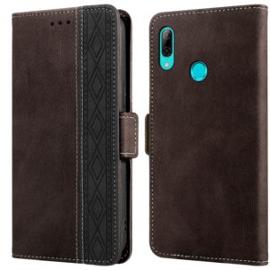 For Huawei P smart 2019 Stitching Side-Magnetic RFID Leather Phone Case(Coffee) (OEM)