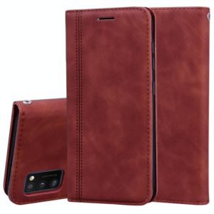 For Samsung Galaxy A41 Frosted Business Magnetic Horizontal Flip PU Leather Case with Holder & Card Slot & Lanyard(Brown) (OEM)