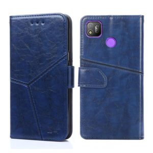 For Tecno Pop 4 Geometric Stitching Horizontal Flip Leather Phone Case(Blue) (OEM)