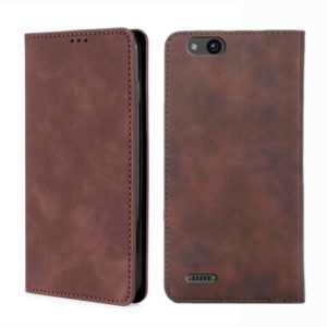 For ZTE Tempo X / Vantage Z839 / N9137 Skin Feel Magnetic Flip Leather Phone Case(Dark Brown) (OEM)