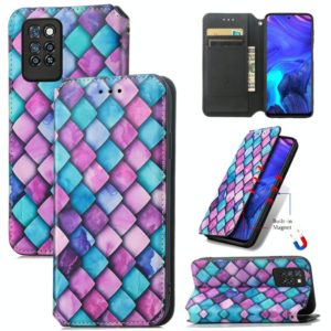 For Infinix Note 10 Pro Colorful Magnetic Horizontal Flip PU Leather Case with Holder & Card Slot & Wallet(Purple Scales) (OEM)