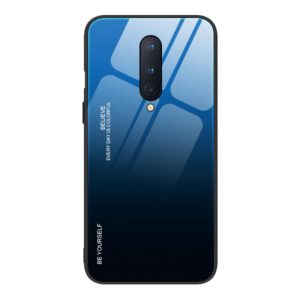 For OnePlus 8 Gradient Color Glass Case(Blue) (OEM)