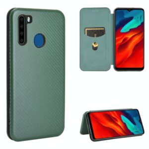 For Blackview A80 Pro Carbon Fiber Texture Horizontal Flip TPU + PC + PU Leather Case with Card Slot(Green) (OEM)