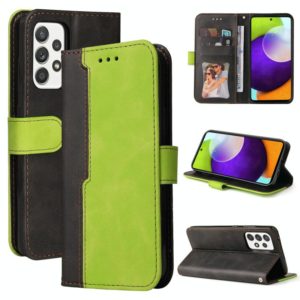 For Samsung Galaxy A52 5G / 4G Business Stitching-Color Horizontal Flip PU Leather Case with Holder & Card Slots & Photo Frame(Green) (OEM)