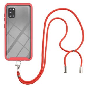 For Samsung Galaxy A31 Starry Sky Solid Color Series Shockproof PC + TPU Protective Case with Neck Strap(Red) (OEM)