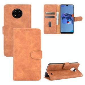 For Oukitel C19 Solid Color Skin Feel Magnetic Buckle Horizontal Flip Calf Texture PU Leather Case with Holder & Card Slots & Wallet(Brown) (OEM)