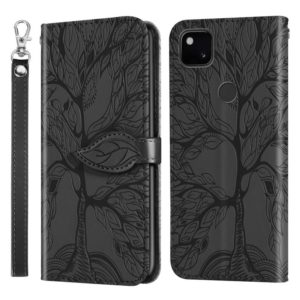 For Google Pixel 4a Life of Tree Embossing Pattern Horizontal Flip Leather Case with Holder & Card Slot & Wallet & Photo Frame & Lanyard(Black) (OEM)