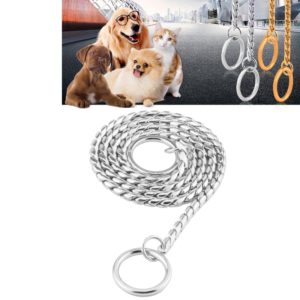 Pet Collars Pet Neck Strap Dog Neckband Snake Chain Dog Chain Solid Metal Chain Dog Collar，Length:60cm (Silver) (OEM)