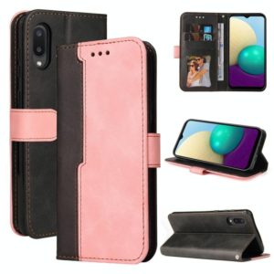 For Samsung Galaxy A02 / M02 EU Version Business Stitching-Color Horizontal Flip PU Leather Case with Holder & Card Slots & Photo Frame(Pink) (OEM)